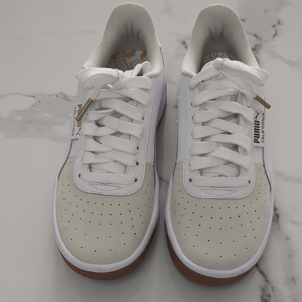 Puma White and Cream Sneakers